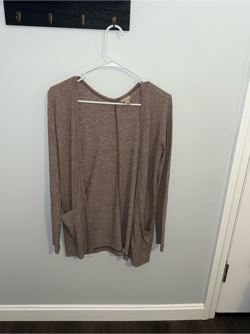 Cape Juby Brown Open-Front Knit Cardigan